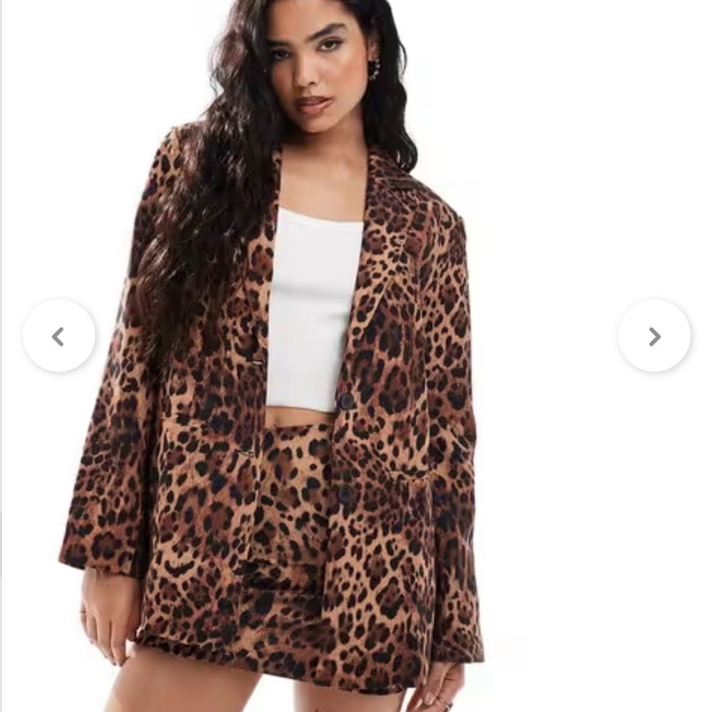 NWT MISS SELFRIDGE ASOS Animal Leopard Print Oversized Blazer Jacket US 14
